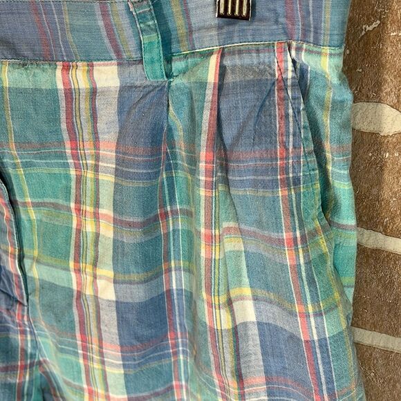 Talbots Plaid Cotton Shorts Size 14 Vintage Pleated - Picture 5 of 7
